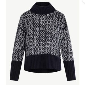 Free Assembly Viral Sweater Mock Neck Navy Geo Print Sz L